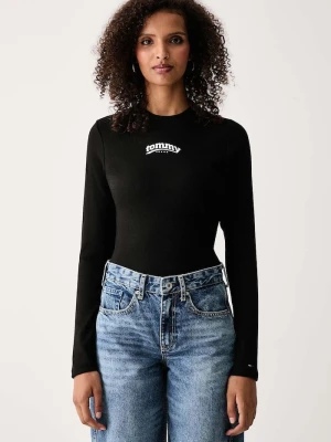 Tommy Jeans longsleeve damski bawełniany z elastanem czarny