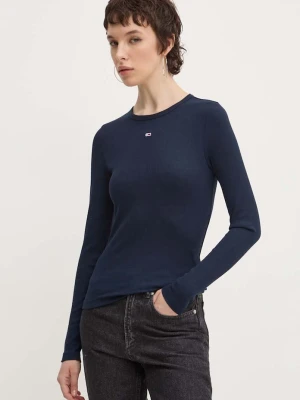 Tommy Jeans longsleeve damski bawełniany z elastanem granatowy