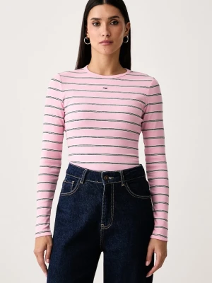 Tommy Jeans longsleeve damski bawełniany z elastanem różowy