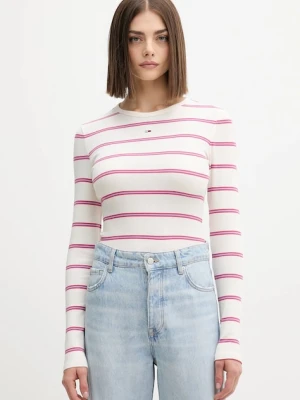 Tommy Jeans longsleeve damski kolor beżowy DW0DW17387