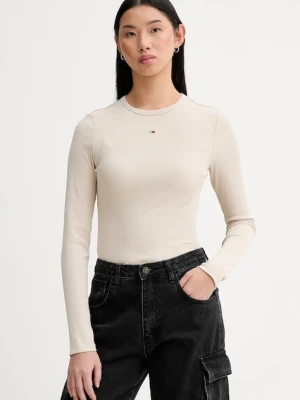 Tommy Jeans longsleeve damski kolor beżowy DW0DW17387
