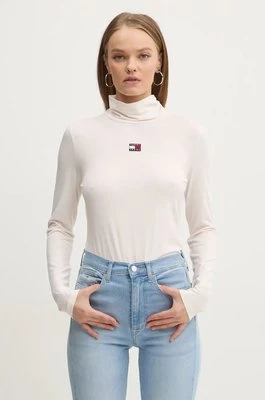 Tommy Jeans longsleeve damski kolor beżowy z golfem DW0DW18806