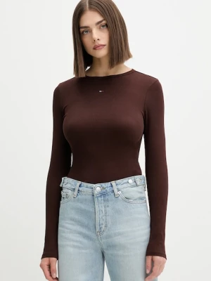Tommy Jeans longsleeve damski kolor brązowy DW0DW17387