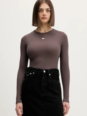Tommy Jeans longsleeve damski kolor brązowy DW0DW20178