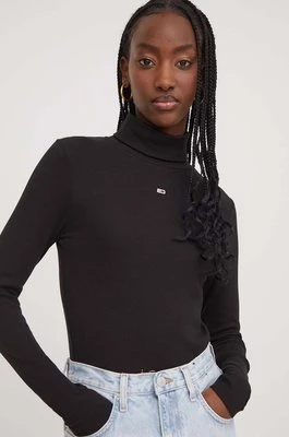 Tommy Jeans longsleeve damski kolor czarny z golfem DW0DW17388