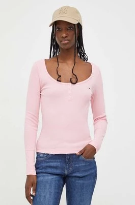 Tommy Jeans longsleeve damski kolor różowy DW0DW17390