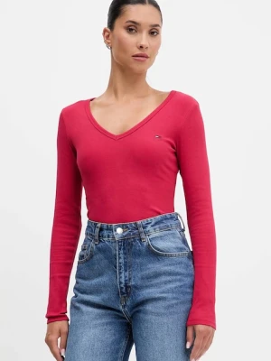 Tommy Jeans longsleeve damski kolor różowy DW0DW17990
