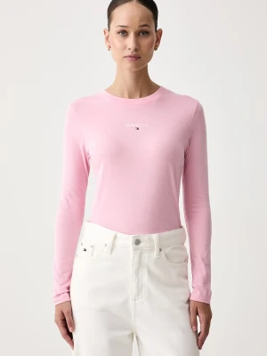 Tommy Jeans longsleeve damski z bawełną różowy