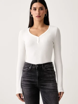Tommy Jeans longsleeve damski z wiskozą biały