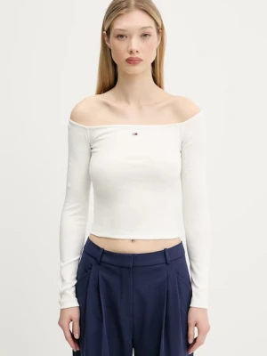 Tommy Jeans longsleeve kolor beżowy cold shoulder DW0DW20919