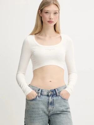 Tommy Jeans longsleeve kolor beżowy DW0DW20909