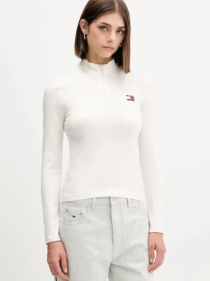 Tommy Jeans longsleeve kolor beżowy z półgolfem DW0DW21567