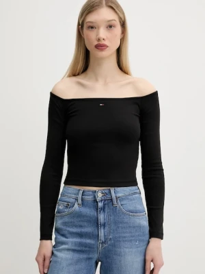 Tommy Jeans longsleeve kolor czarny cold shoulder DW0DW20919