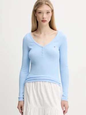 Tommy Jeans longsleeve kolor niebieski DW0DW20903