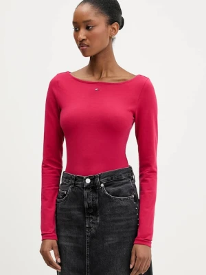 Tommy Jeans longsleeve kolor różowy DW0DW21548