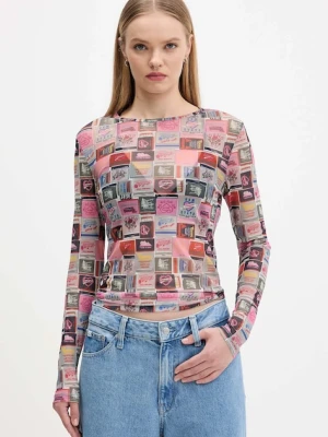 Tommy Jeans longsleeve kolor różowy DW0DW21558