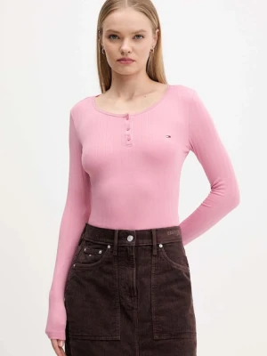 Tommy Jeans longsleeve kolor różowy DW0DW21575