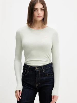Tommy Jeans longsleeve kolor zielony DW0DW21568