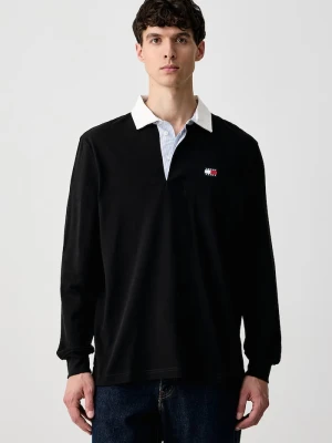 Tommy Jeans longsleeve męski bawełniany czarny