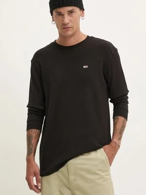 Tommy Jeans longsleeve męski kolor czarny gładki DM0DM19216