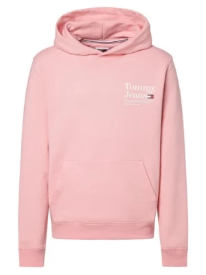 Tommy Jeans Męska bluza z kapturem Mężczyźni różowy|wyrazisty róż nadruk,