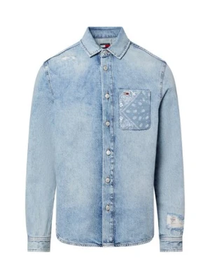 Tommy Jeans Męska koszula dżinsowa Mężczyźni Regular Fit Bawełna niebieski jednolity,