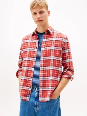 Tommy Jeans Męska koszula flanelowa Mężczyźni Regular Fit Bawełna czerwony|wielokolorowy w kratkę,