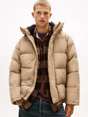 Tommy Jeans Męska kurtka puchowa Mężczyźni Sztuczne włókno brązowy jednolity,