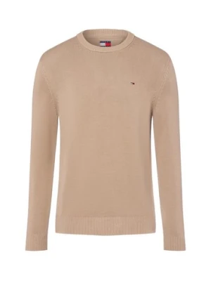 Tommy Jeans Męski sweter Mężczyźni Bawełna beżowy jednolity,