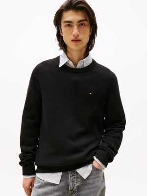 Tommy Jeans Męski sweter Mężczyźni Bawełna czarny jednolity,