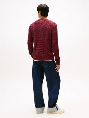 Tommy Jeans Męski sweter Mężczyźni Bawełna czerwony jednolity,
