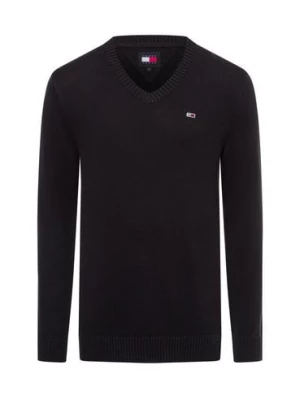 Tommy Jeans Męski sweter Mężczyźni drobna dzianina czarny jednolity,
