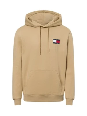 Tommy Jeans Męski sweter z kapturem Mężczyźni Bawełna beżowy jednolity,
