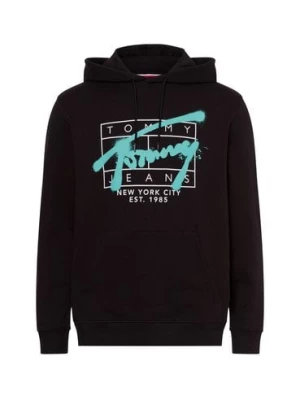 Tommy Jeans Męski sweter z kapturem Mężczyźni Bawełna czarny nadruk,