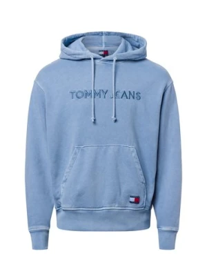 Tommy Jeans Męski sweter z kapturem Mężczyźni Bawełna niebieski jednolity,