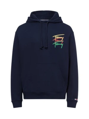 Tommy Jeans Męski sweter z kapturem Mężczyźni Bawełna niebieski jednolity,