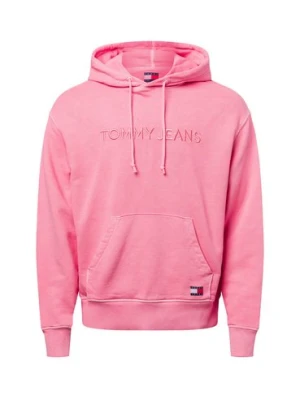 Tommy Jeans Męski sweter z kapturem Mężczyźni Bawełna różowy jednolity,