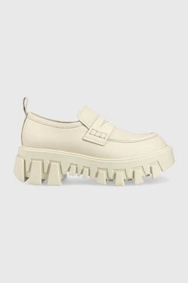 Tommy Jeans mokasyny skórzane CHUNKY LOAFER LTHER damskie kolor beżowy na platformie EN0EN02177