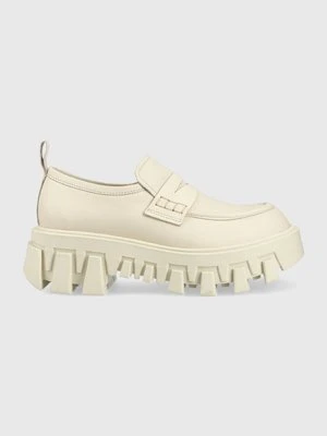 Tommy Jeans mokasyny skórzane CHUNKY LOAFER LTHER damskie kolor beżowy na platformie EN0EN02177