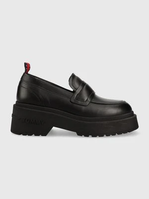 Tommy Jeans mokasyny skórzane TJW AVA LOAFER damskie kolor czarny na platformie EN0EN02218