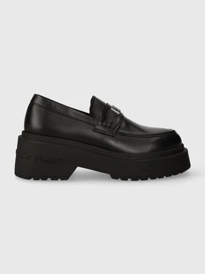 Tommy Jeans mokasyny skórzane TJW CHUNKY LOAFER damskie kolor czarny na platformie EN0EN02320