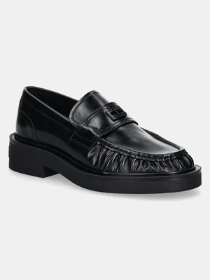 Tommy Jeans mokasyny skórzane TJW ORIGIN LOAFER damskie kolor czarny na płaskim obcasie EN0EN02708