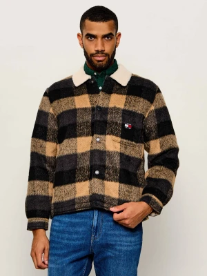 Tommy Jeans Ocieplana kurtka | Oversize fit | shearling beżowy
