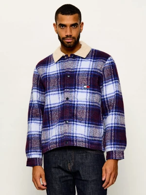 Tommy Jeans Ocieplana kurtka | Oversize fit | shearling granatowy