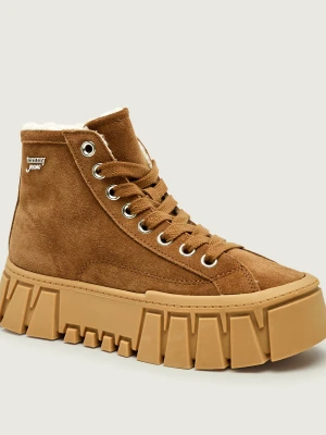 Tommy Jeans Ocieplane sneakersy | zamsz | shearling brązowy