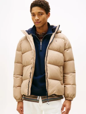 Tommy Jeans Pikowana kurtka męska Mężczyźni beżowy jednolity,
