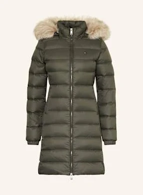 Tommy Jeans Płaszcz Puchowy Z Odpinanym Sztucznym Futrem gruen
