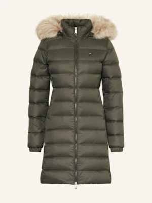 Tommy Jeans Płaszcz Puchowy Z Odpinanym Sztucznym Futrem gruen
