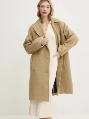 Tommy Jeans płaszcz z domieszką wełny