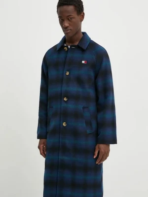 Tommy Jeans płaszcz z domieszką wełny